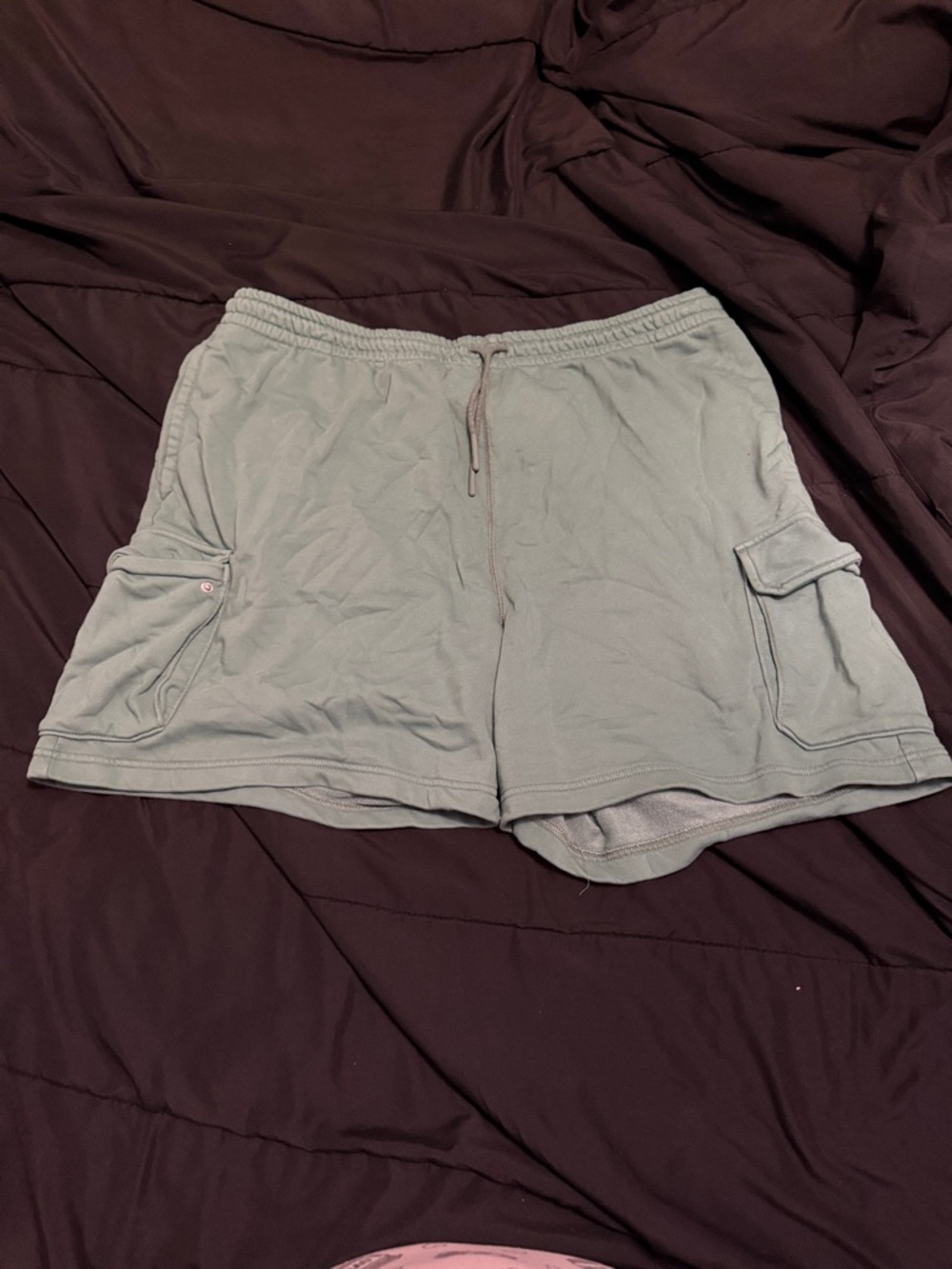Men's Casual Cargo Shorts with Drawstring in Sage Green